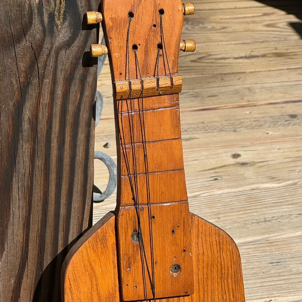 Wooden Fiddle handmade in USA display shelf flowers vintage